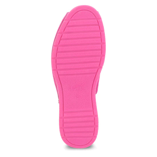 Ravyn Mule Peep-Toe Slide in Fuchsia