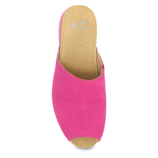 Ravyn Mule Peep-Toe Slide in Fuchsia