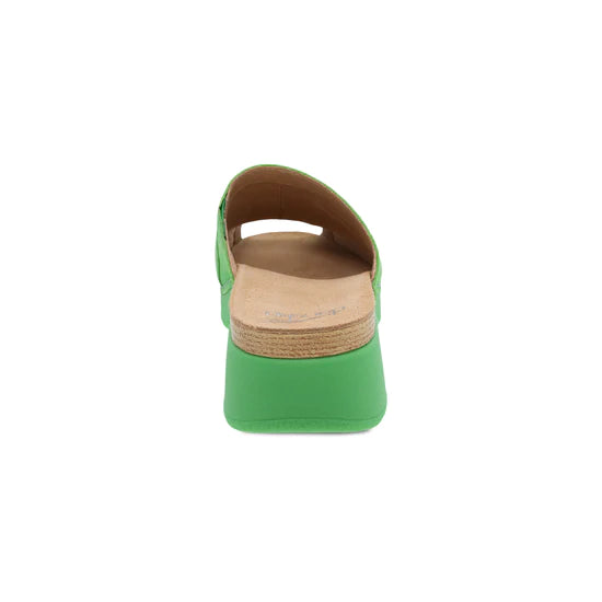 Ravyn Mule Peep-Toe Slide in Lime