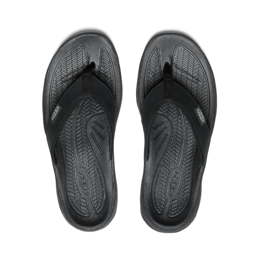 Kona Leather Flip-Flop in Black/Vapor