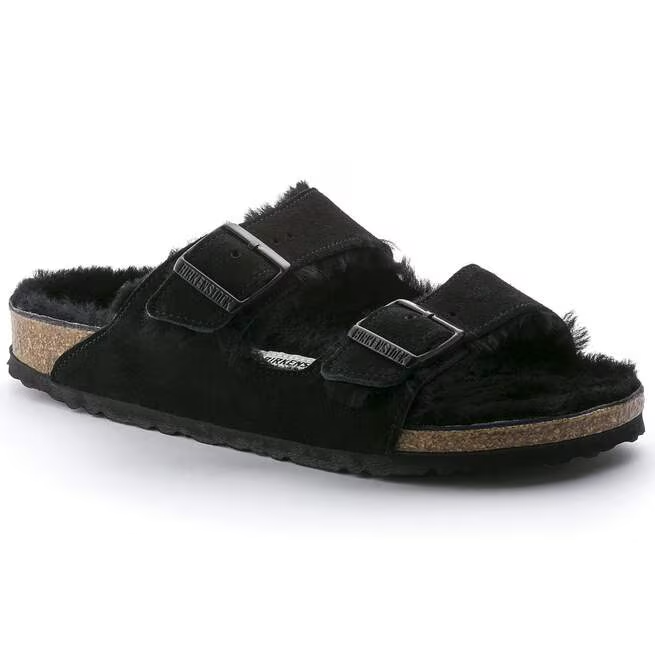 Arizona Shearling Sandal in Black