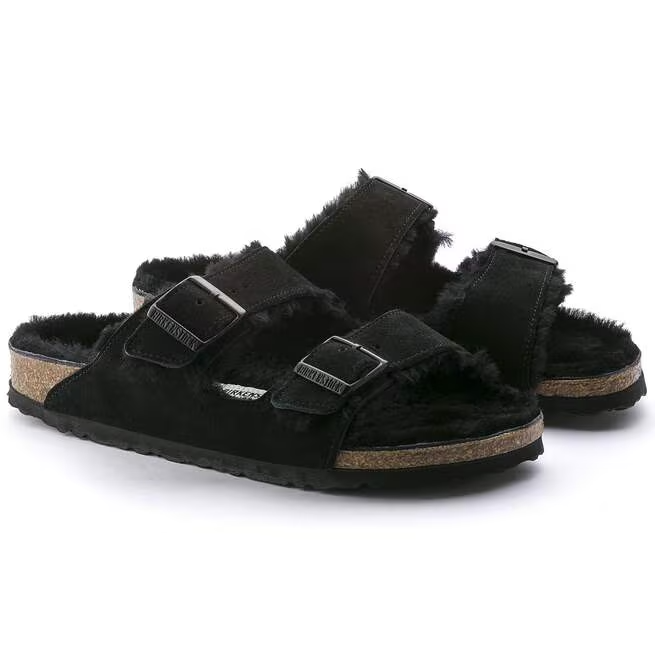 Arizona Shearling Sandal in Black