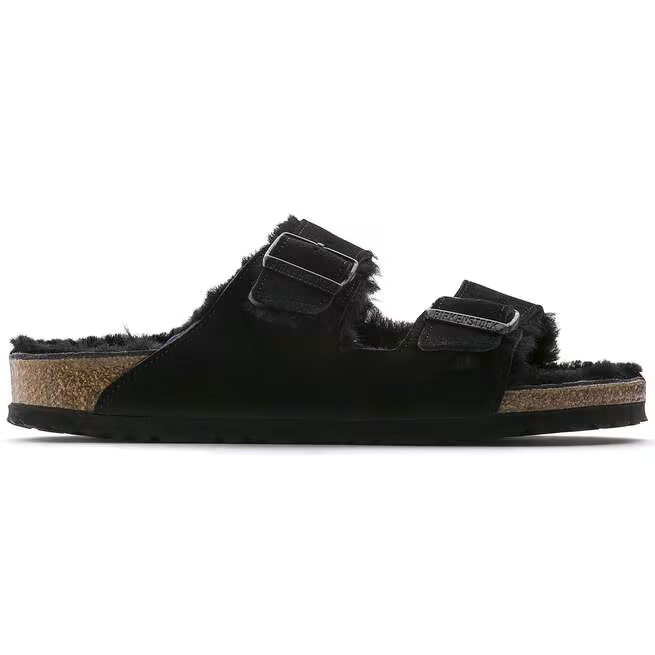 Arizona Shearling Sandal in Black