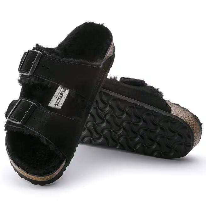Arizona Shearling Sandal in Black