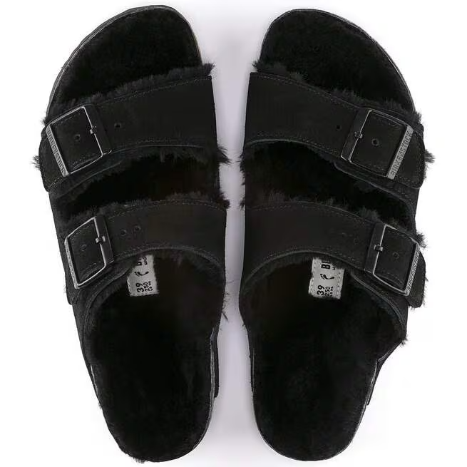 Arizona Shearling Sandal in Black