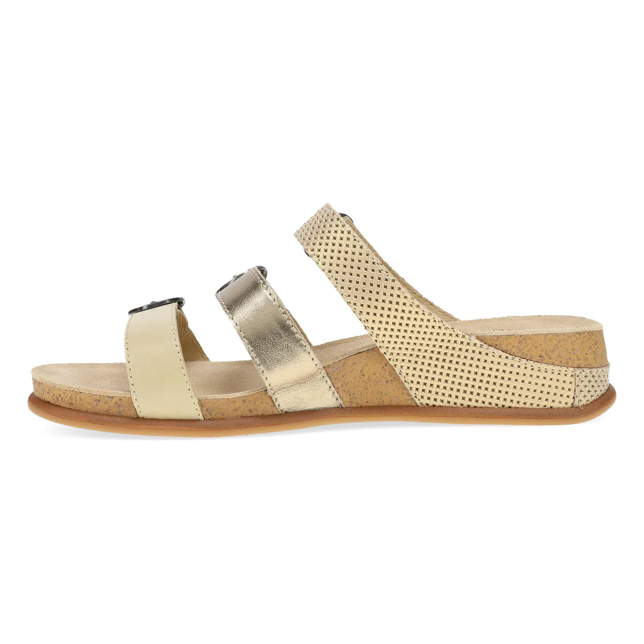 Campell Tri-Strap Sandal in Gold Multi