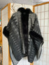 Black Faux Fur Hooded Poncho