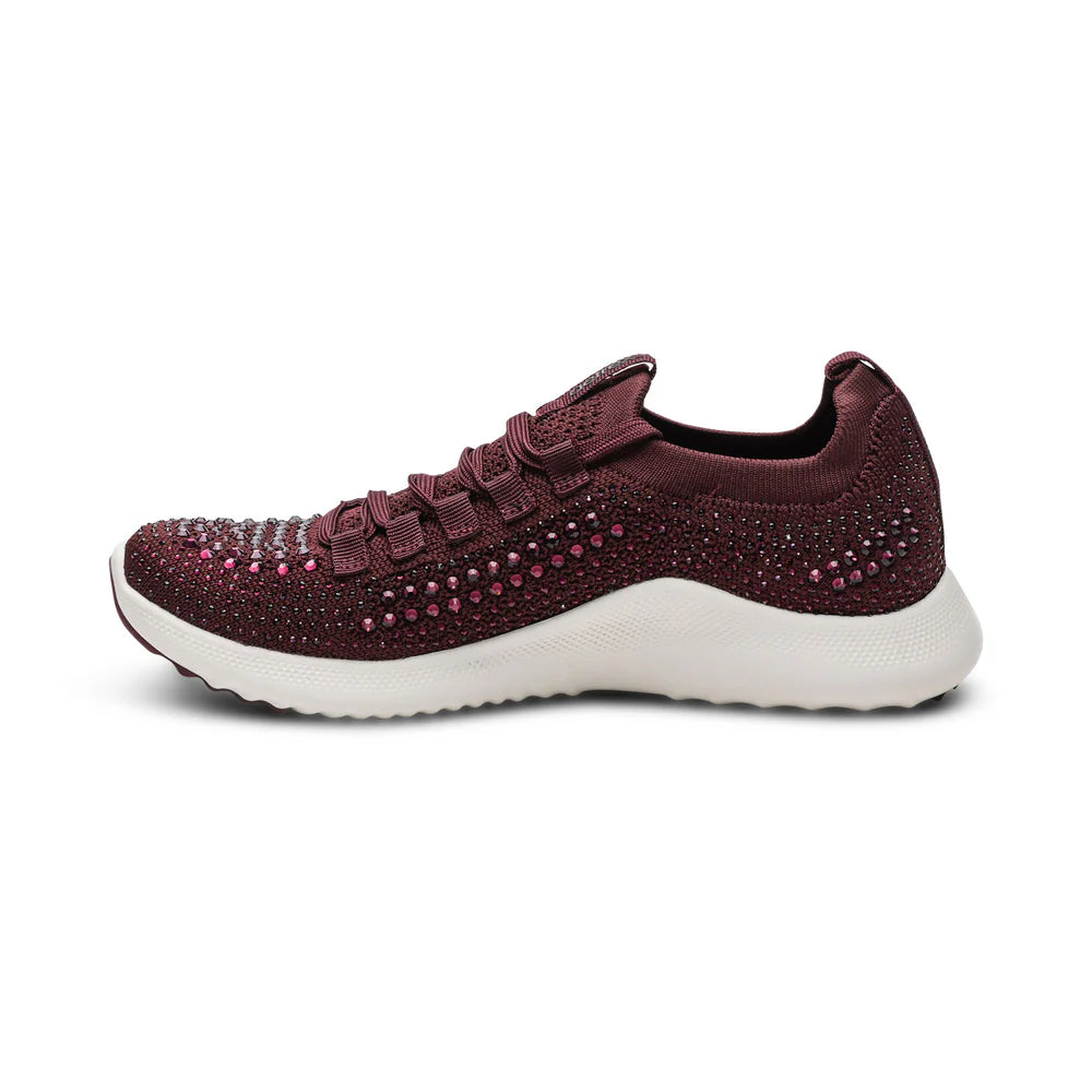 Carly Sparkle Lace Up Sneaker in Wine