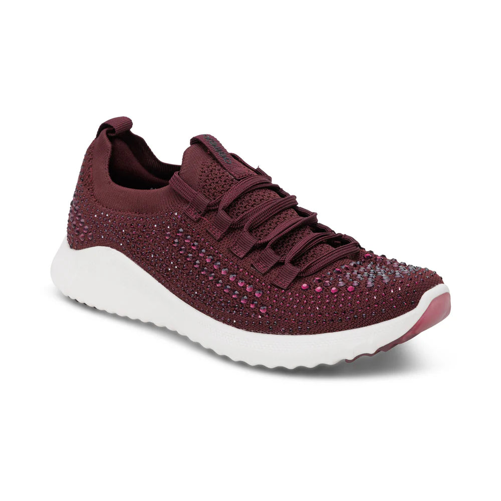 Carly Sparkle Lace Up Sneaker in Wine