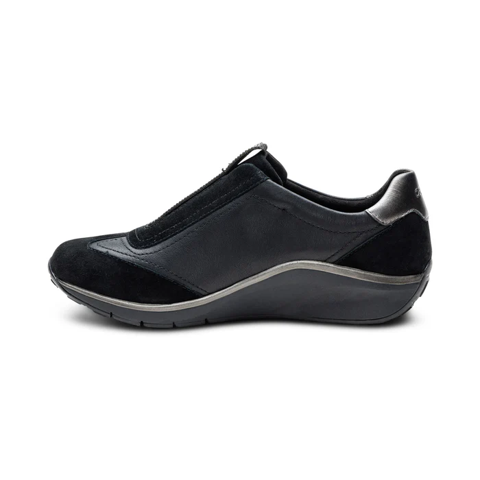 Megan Arch Support Leather Sneaker in Black