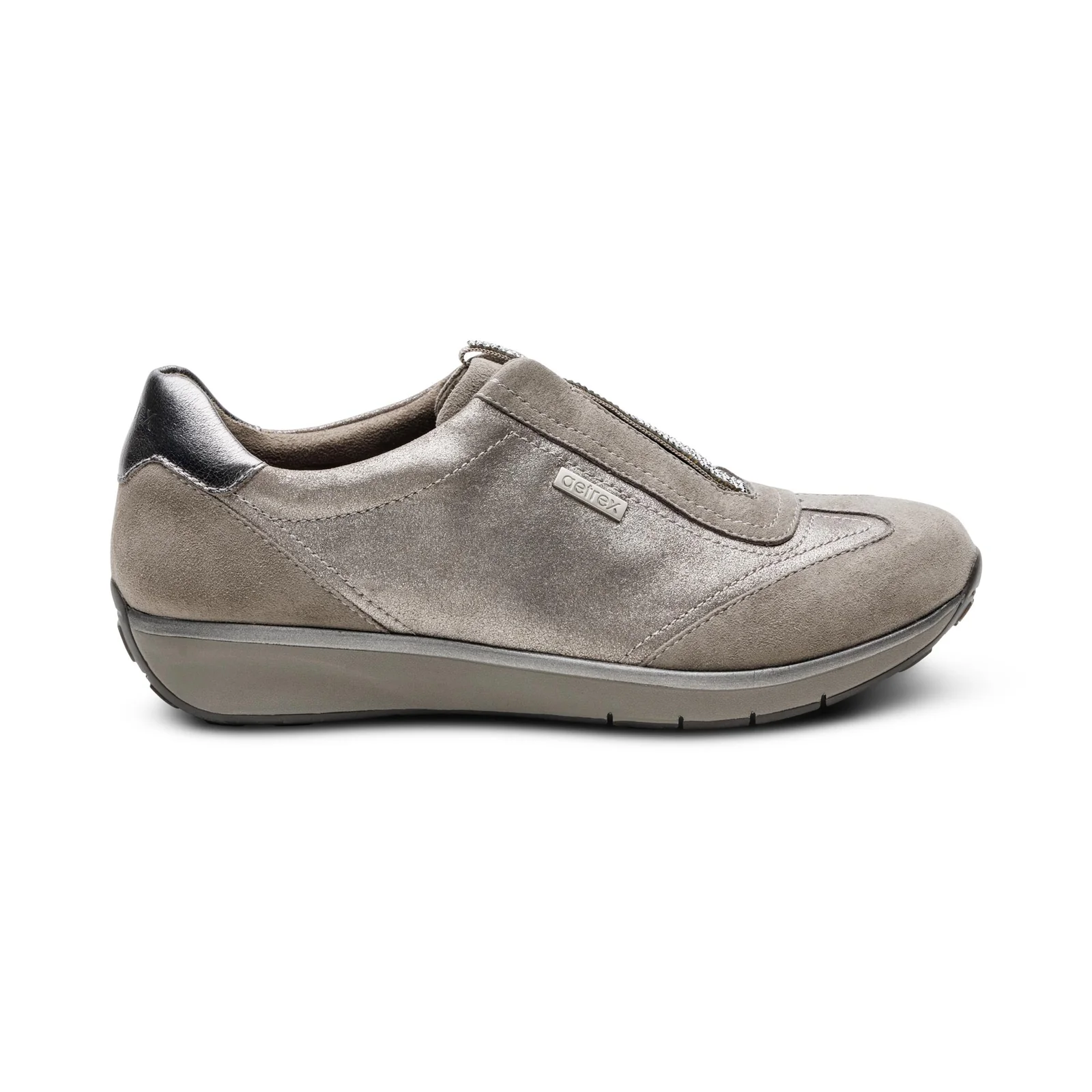 Megan Sparkle Slip-On Leather Sneaker in Pewter
