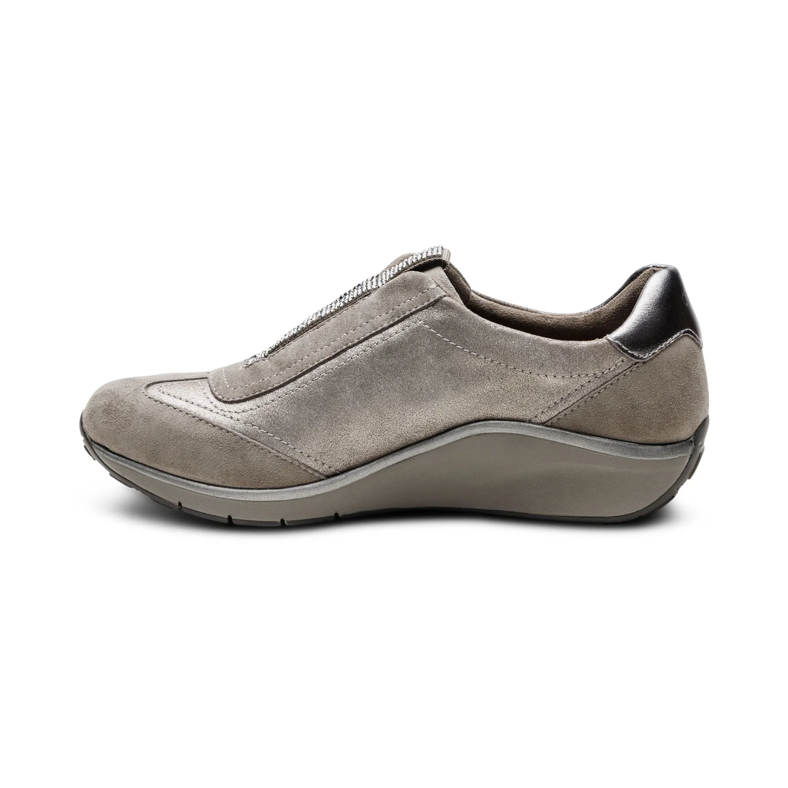 Megan Sparkle Slip-On Leather Sneaker in Pewter