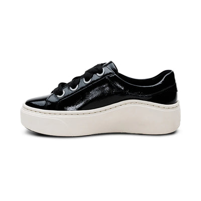 Aubrey Lace up Platform Sneaker in Black Patent