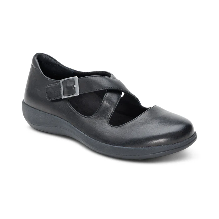 Paisley Leather Mary Jane in Black