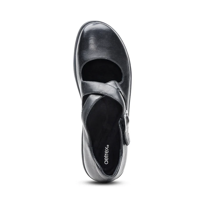 Paisley Leather Mary Jane in Black