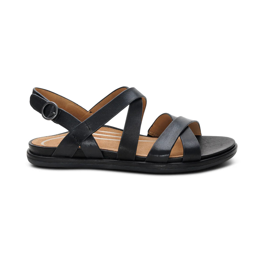 Piper Strappy Arch Support Sandal in Black