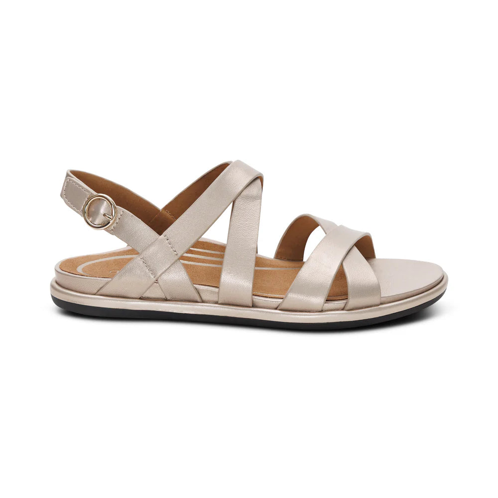 Piper Strappy Arch Support Sandal in Champagne