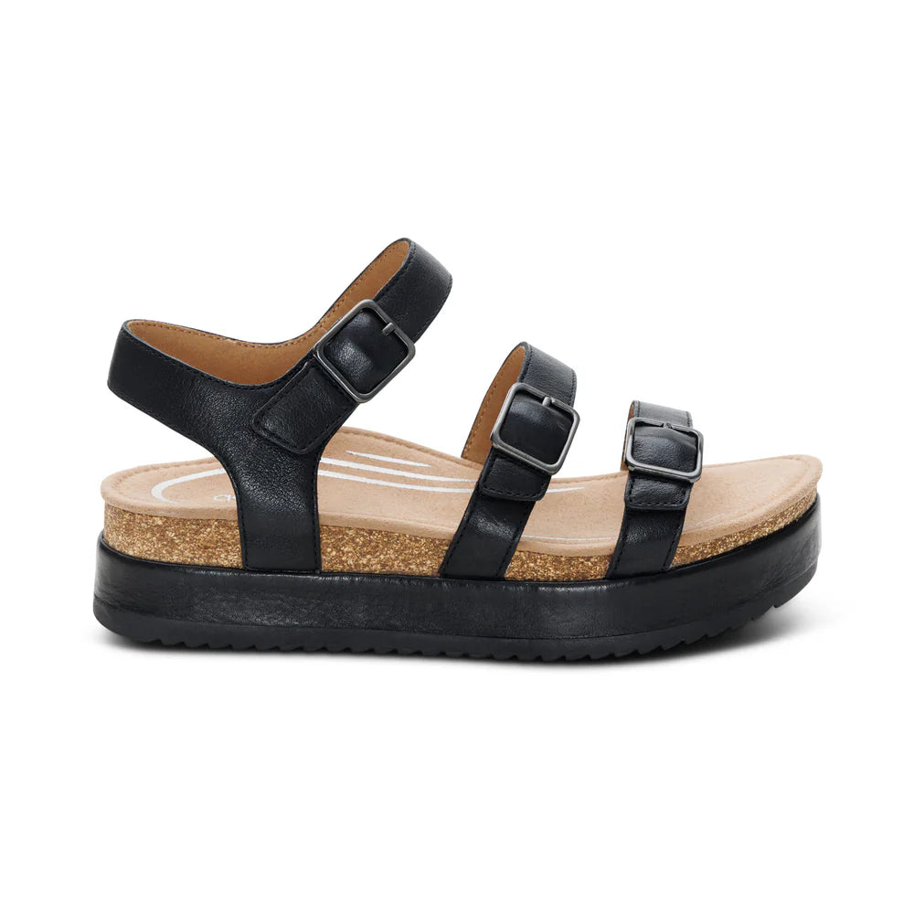Aria Arch Support Platform Sandal in Black