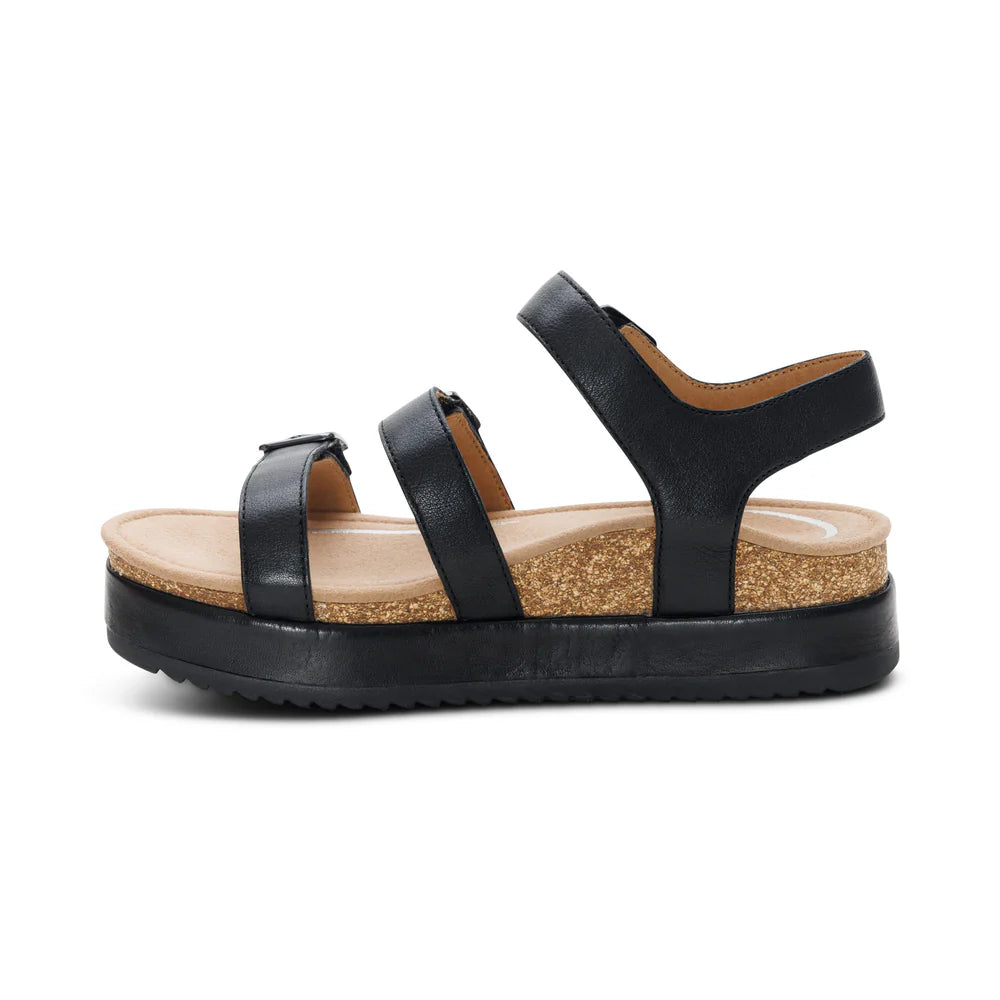 Aria Arch Support Platform Sandal in Black
