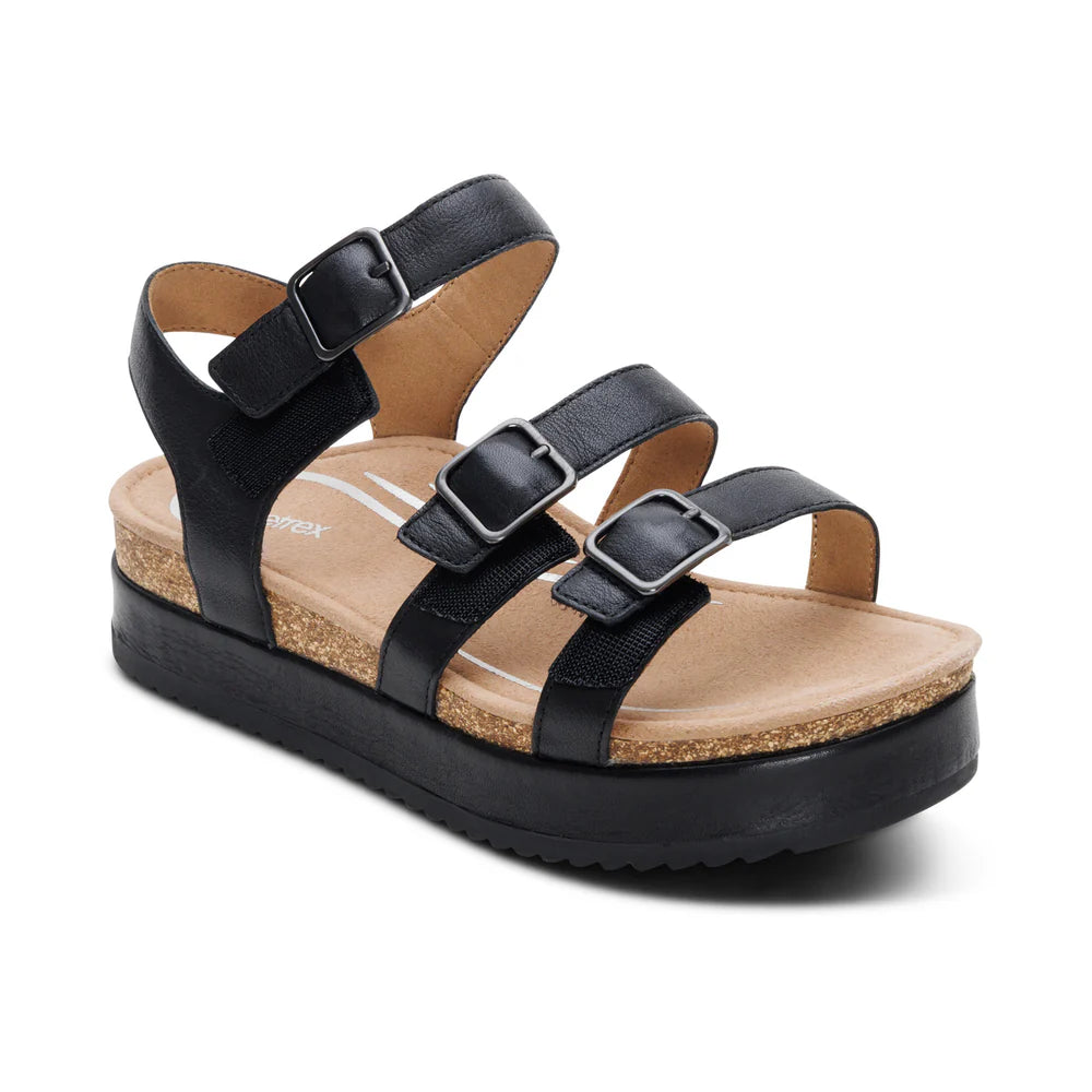 Aria Arch Support Platform Sandal in Black