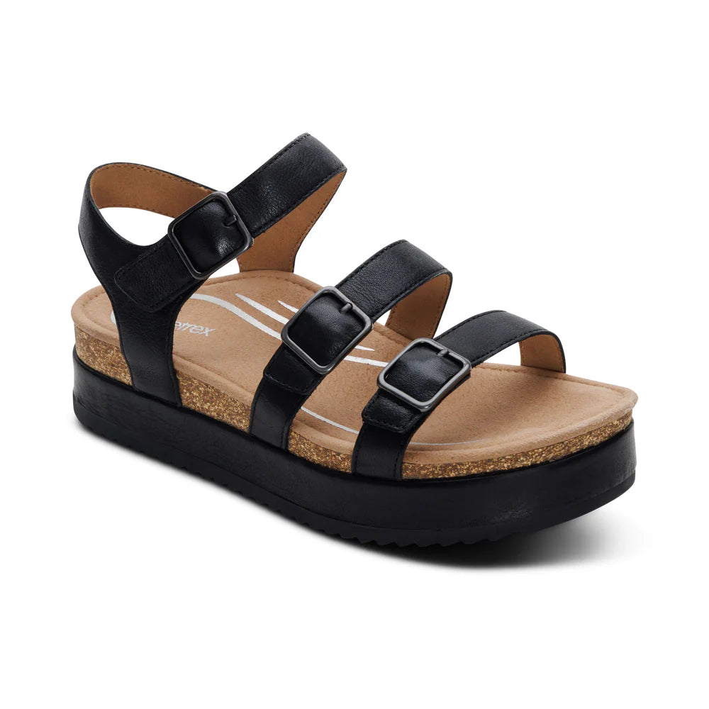 Aria Arch Support Platform Sandal in Black