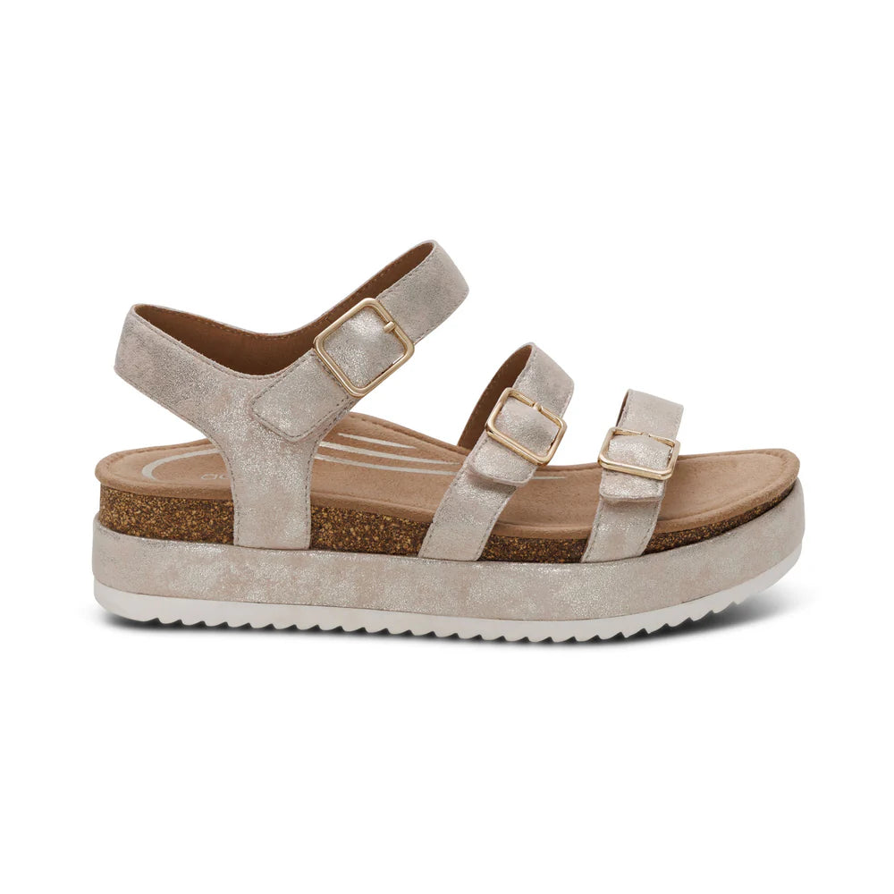 Aria Arch Support Platform Sandal in Champagne