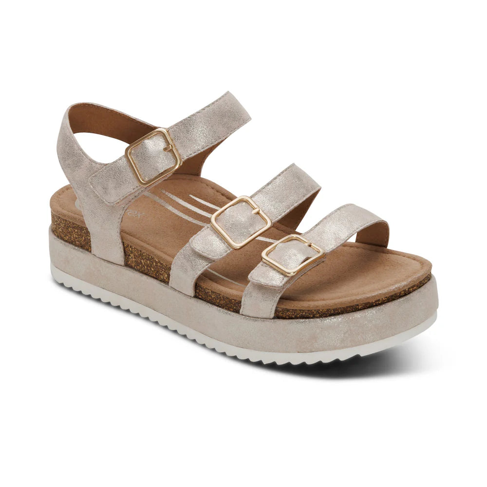 Aria Arch Support Platform Sandal in Champagne