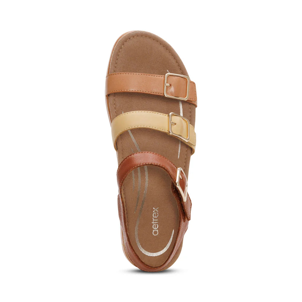 Aria Arch Support Platform Sandal in Sand Multi