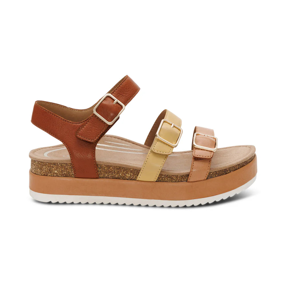 Aria Arch Support Platform Sandal in Sand Multi