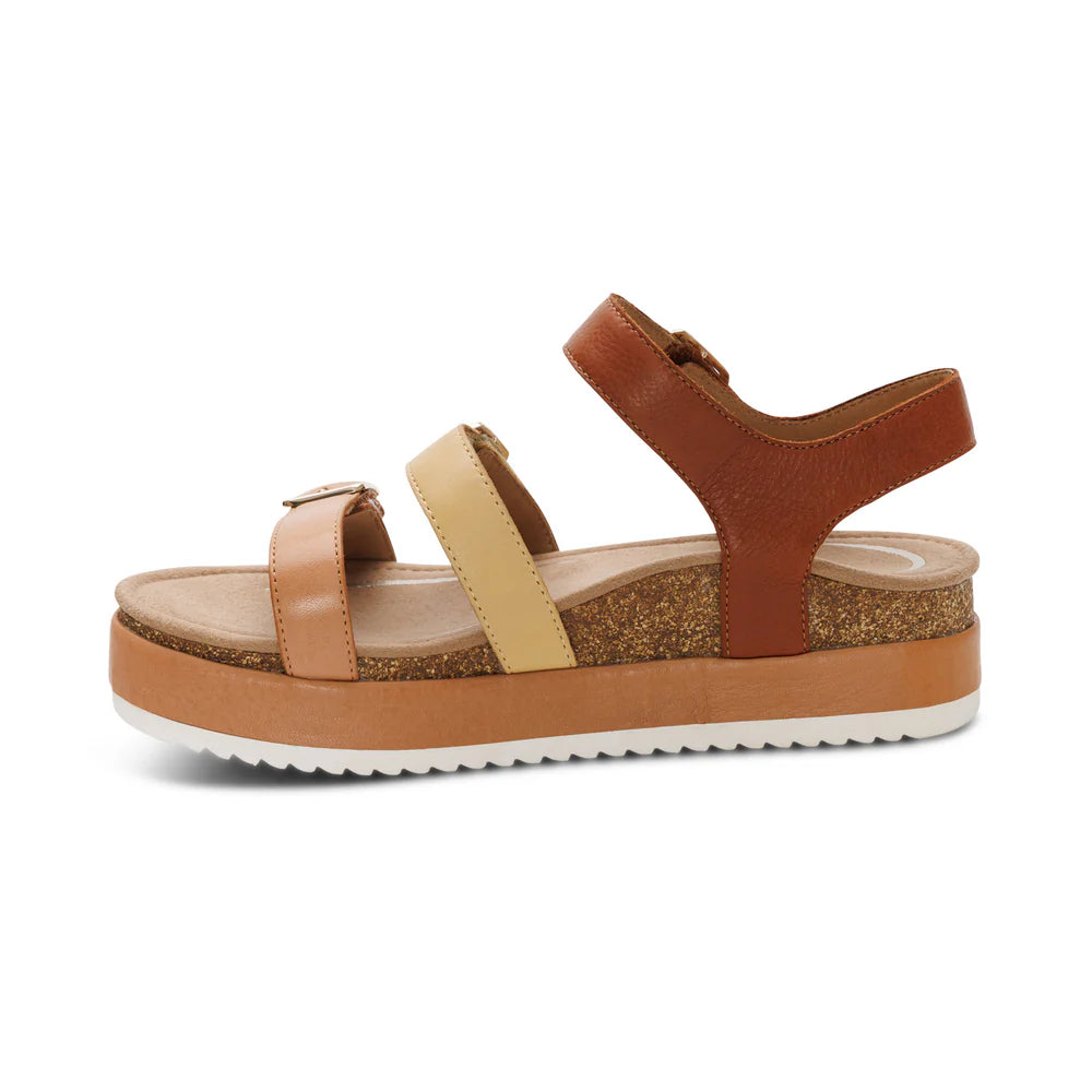 Aria Arch Support Platform Sandal in Sand Multi