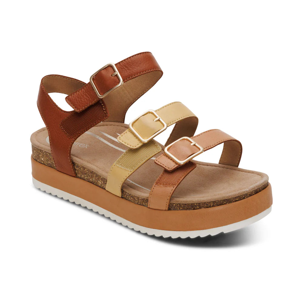 Aria Arch Support Platform Sandal in Sand Multi