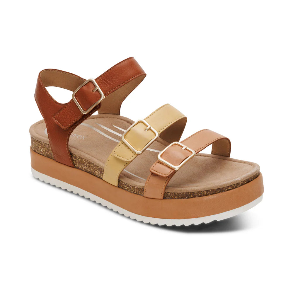 Aria Arch Support Platform Sandal in Sand Multi