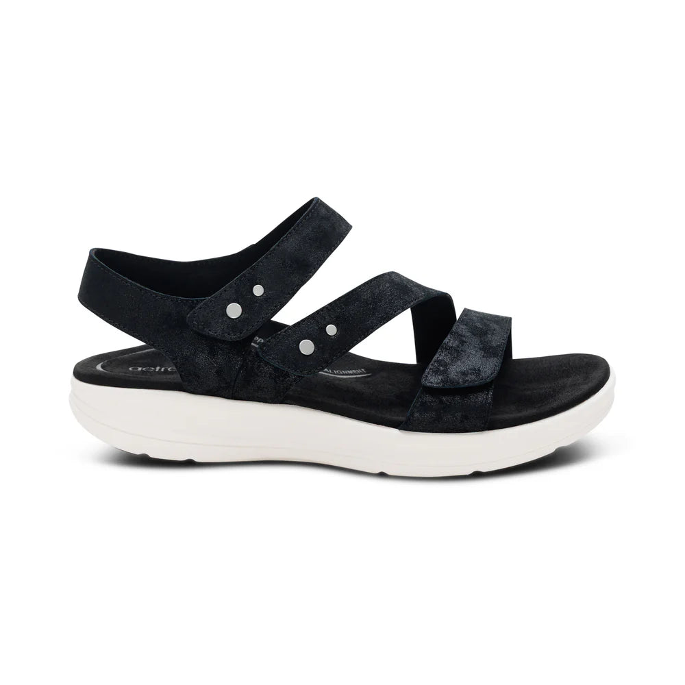 Savannah Fully Adjustable Tri-Strap Sandal in Black