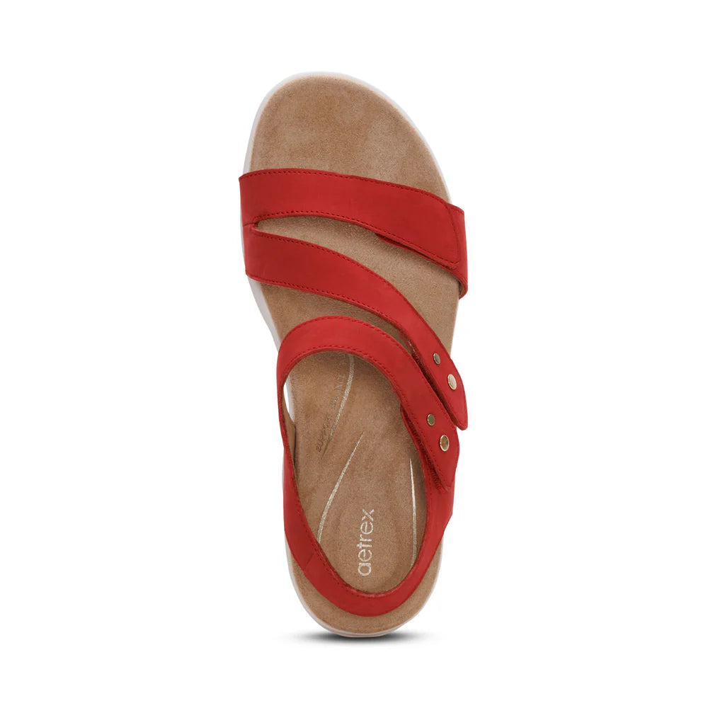 Savannah Fully Adjustable Tri-Strap Sandal in Red