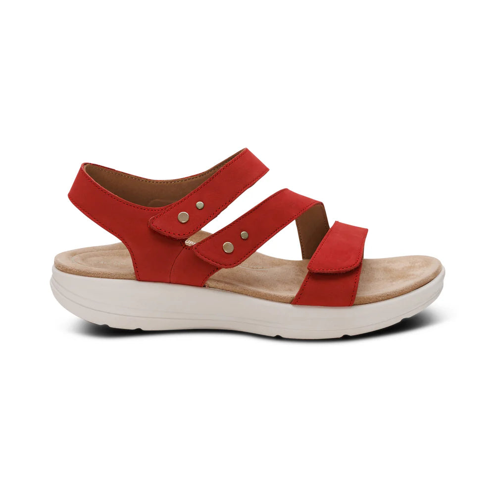 Savannah Fully Adjustable Tri-Strap Sandal in Red