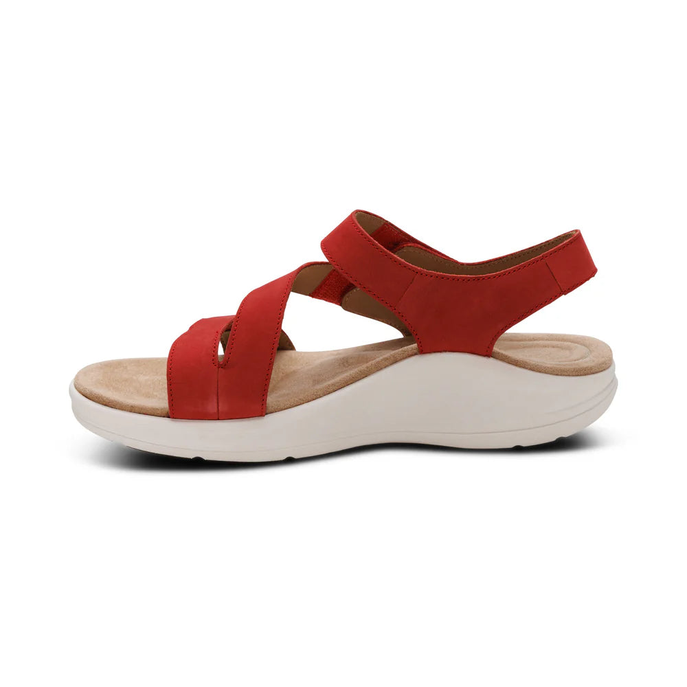 Savannah Fully Adjustable Tri-Strap Sandal in Red