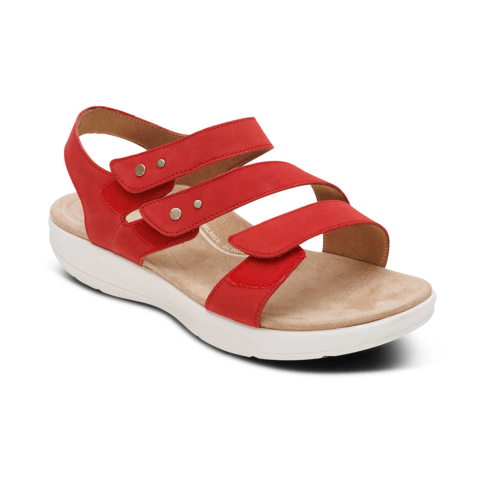 Savannah Fully Adjustable Tri-Strap Sandal in Red
