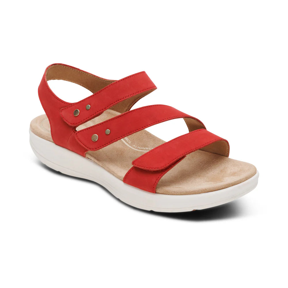Savannah Fully Adjustable Tri-Strap Sandal in Red
