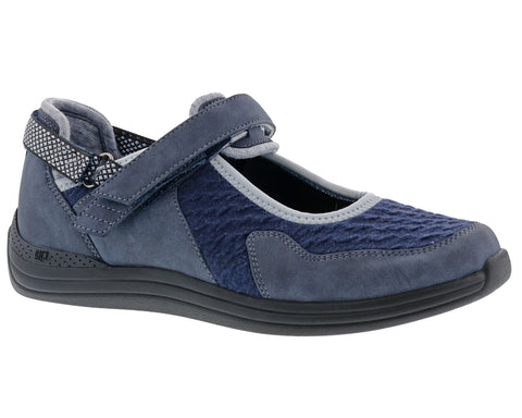 Women's Buttercup Adjustable Mary Jane DOUBLE WIDE in Navy Combo