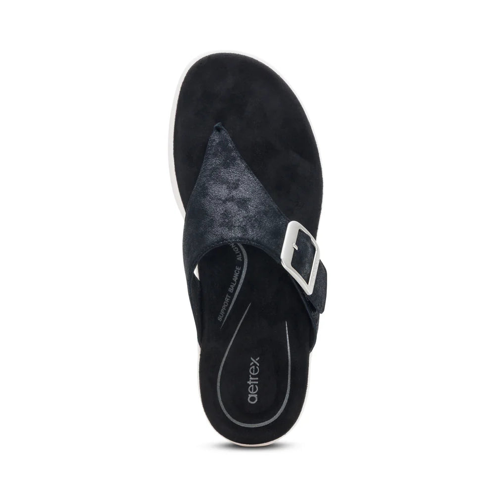 Donna Adjustable Toe Post Sandall in Black