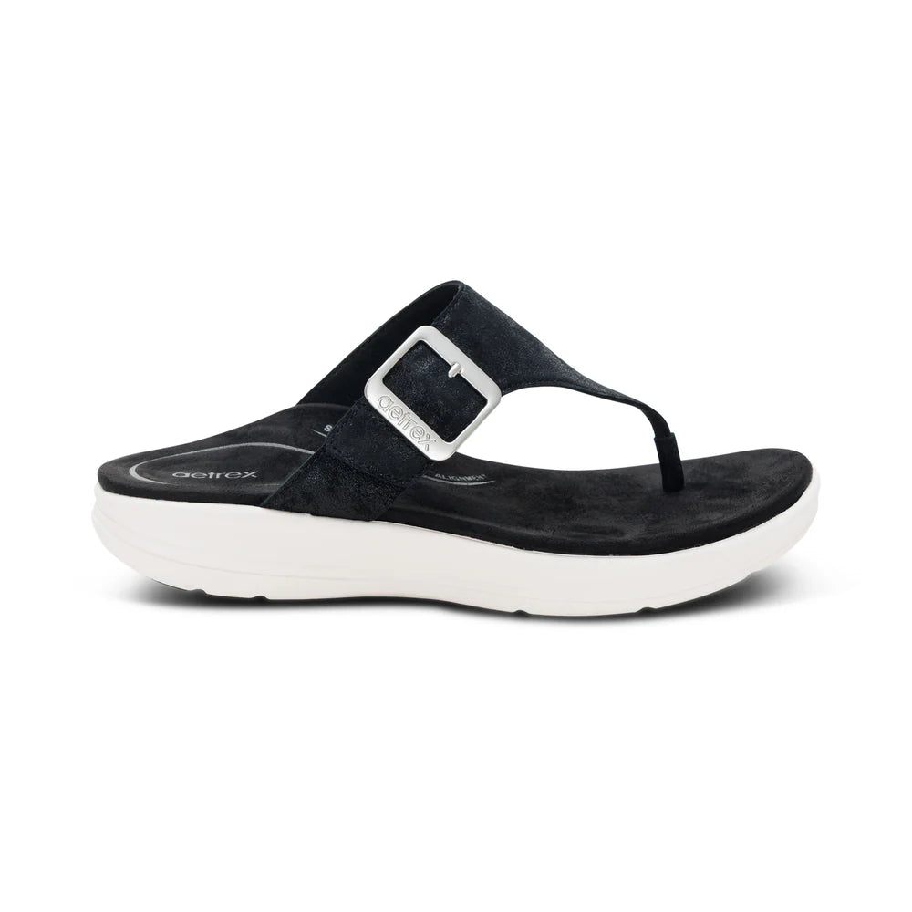 Donna Adjustable Toe Post Sandall in Black