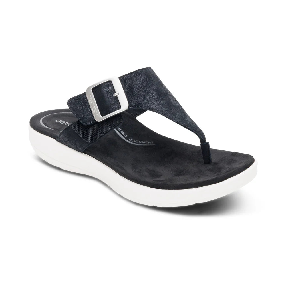 Donna Adjustable Toe Post Sandall in Black