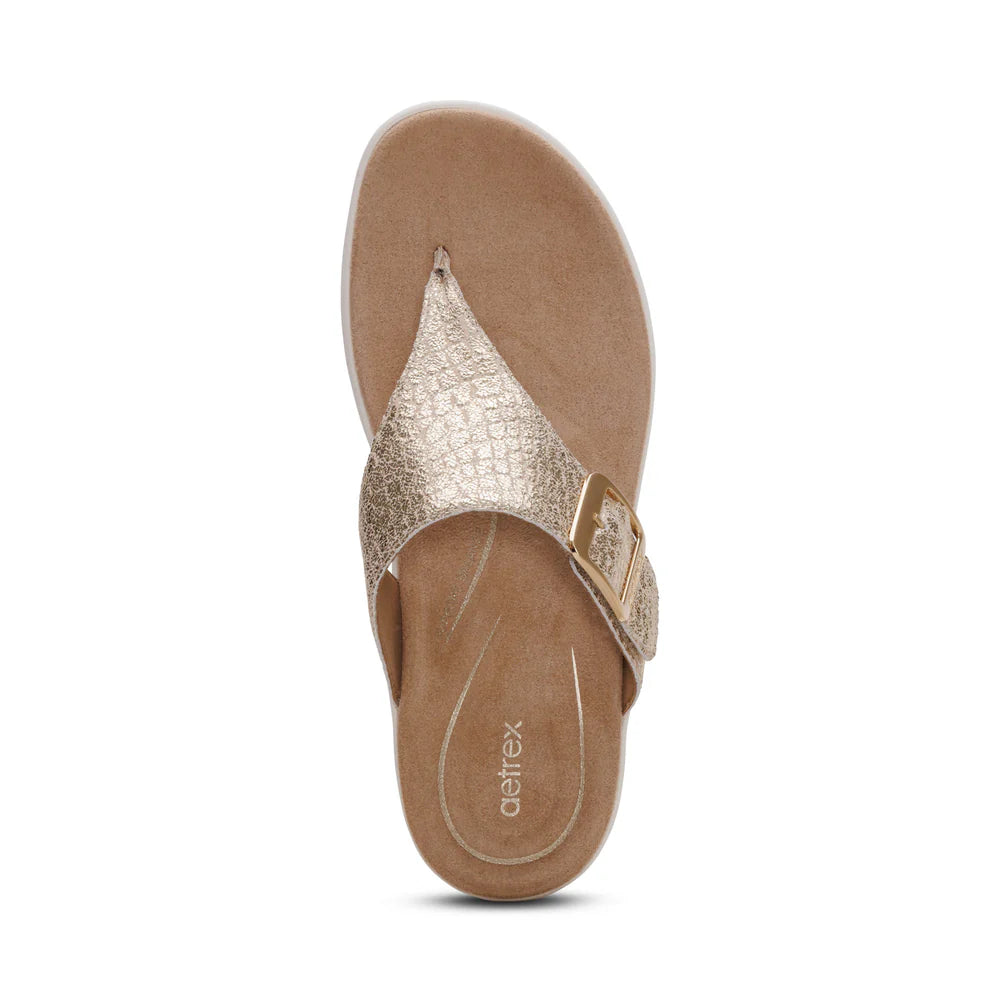 Donna Adjustable Toe Post Sandall in Champagne
