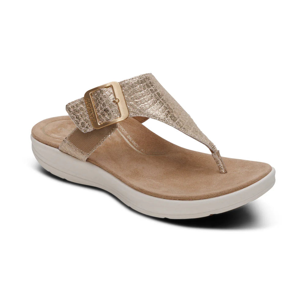 Donna Adjustable Toe Post Sandall in Champagne