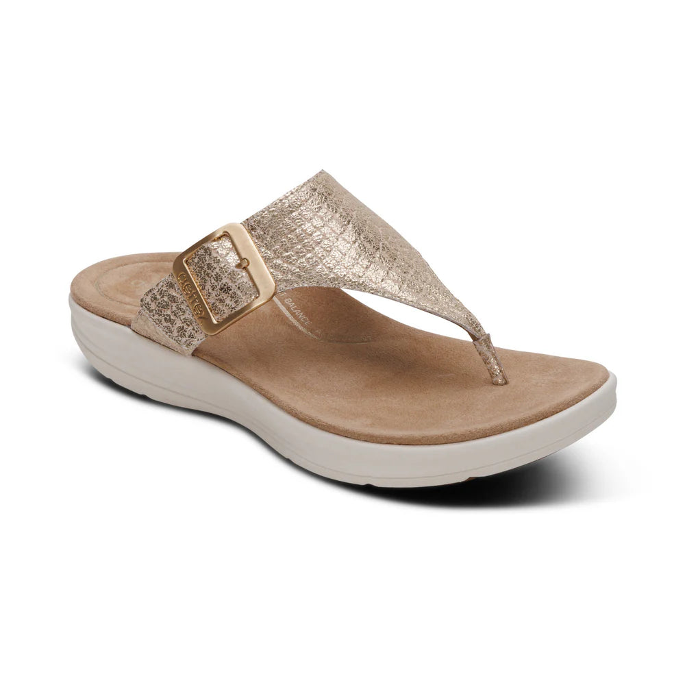 Donna Adjustable Toe Post Sandall in Champagne