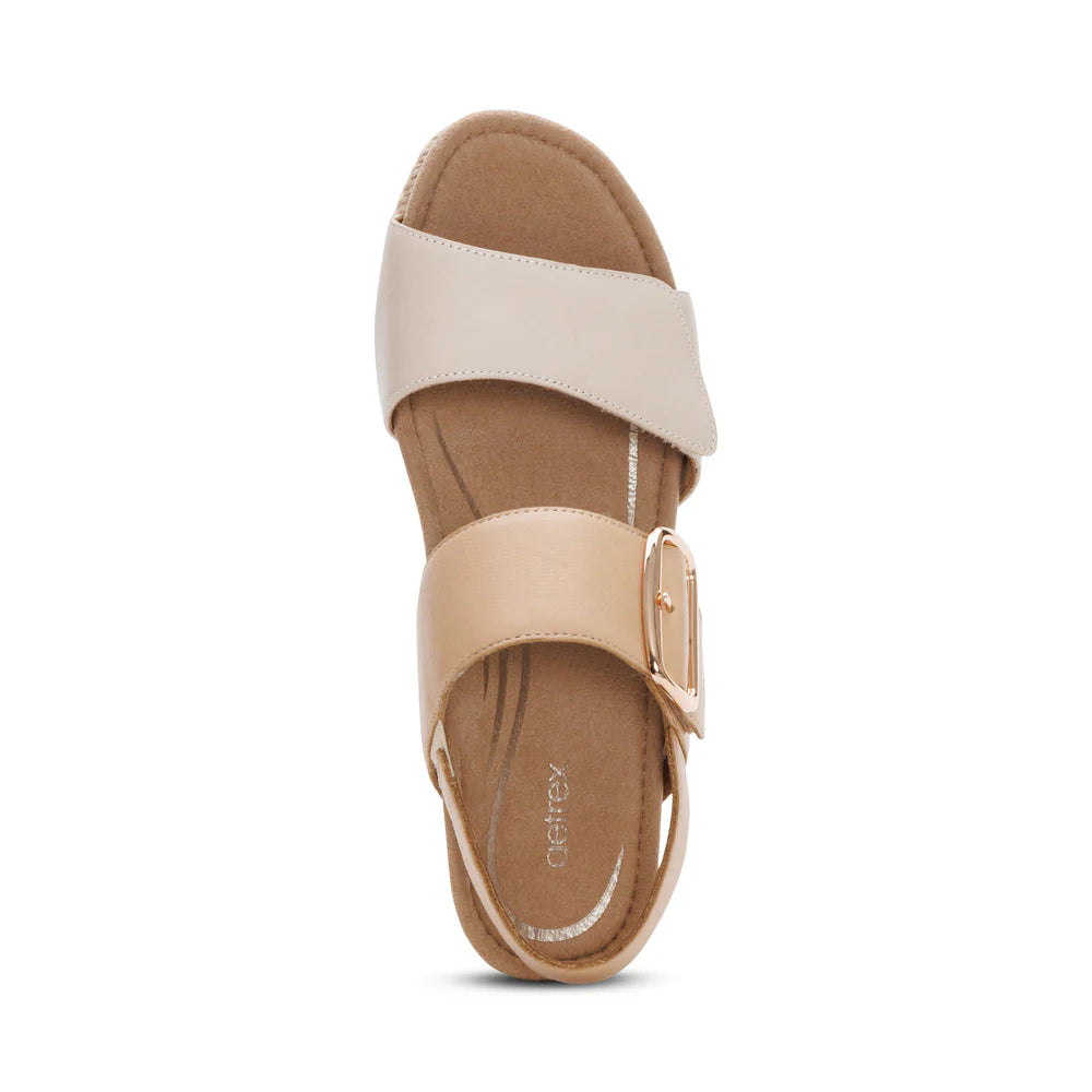 Ashley Buckled Espadrille Wedge in Off White