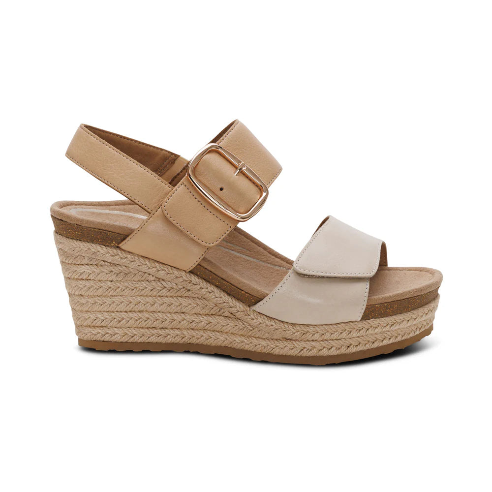 Ashley Buckled Espadrille Wedge in Off White