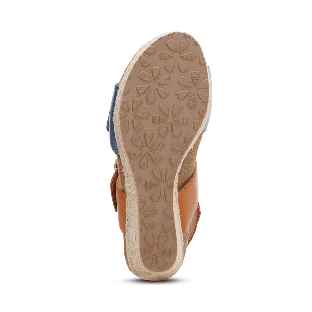 Ashley Buckled Espadrille Wedge in Hazy Blue Multi