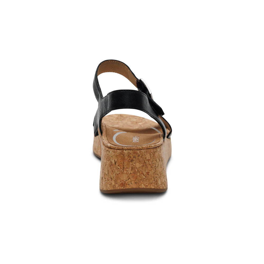 Flora Adjustable Quarter Strap Wedge in Black