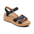 Flora Adjustable Quarter Strap Wedge in Black